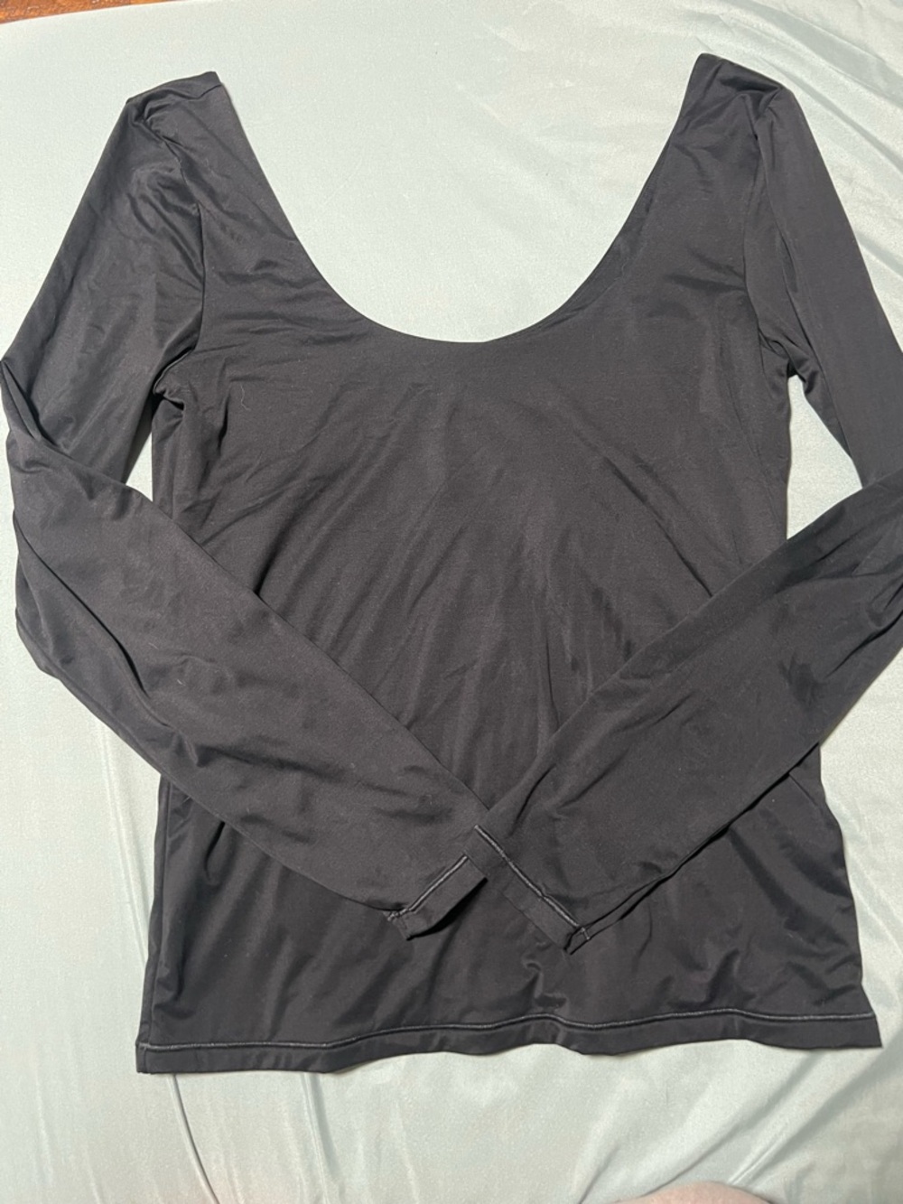 Aritzia Black Long-Sleeve Scoop Neck Top